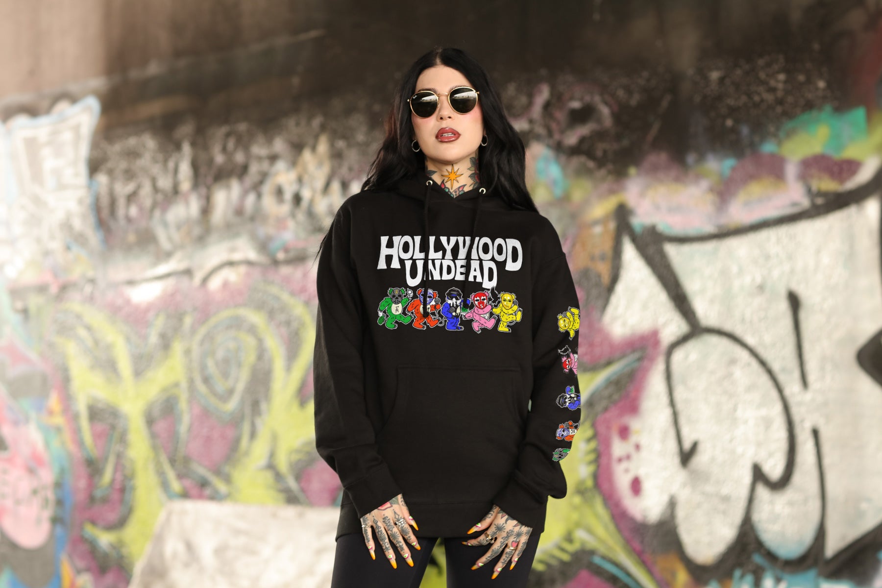 hollywood-undead-un-dead-head-hoodie-schwarz-zip-baumwolle image 3