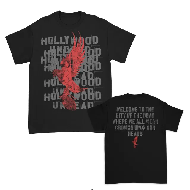 hollywood-undead-stacked-logo-lyric-t-shirt-schwarz-l-baumwolle image 1