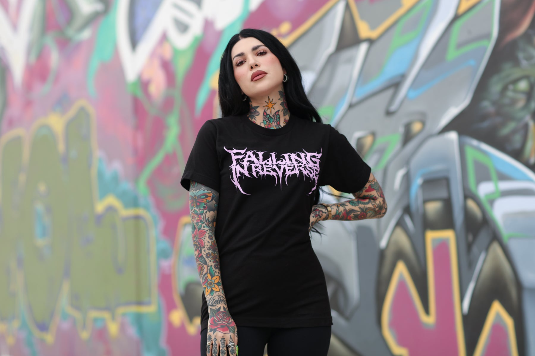 falling-in-reverse-popular-monster-text-t-shirt-schwarz image 2