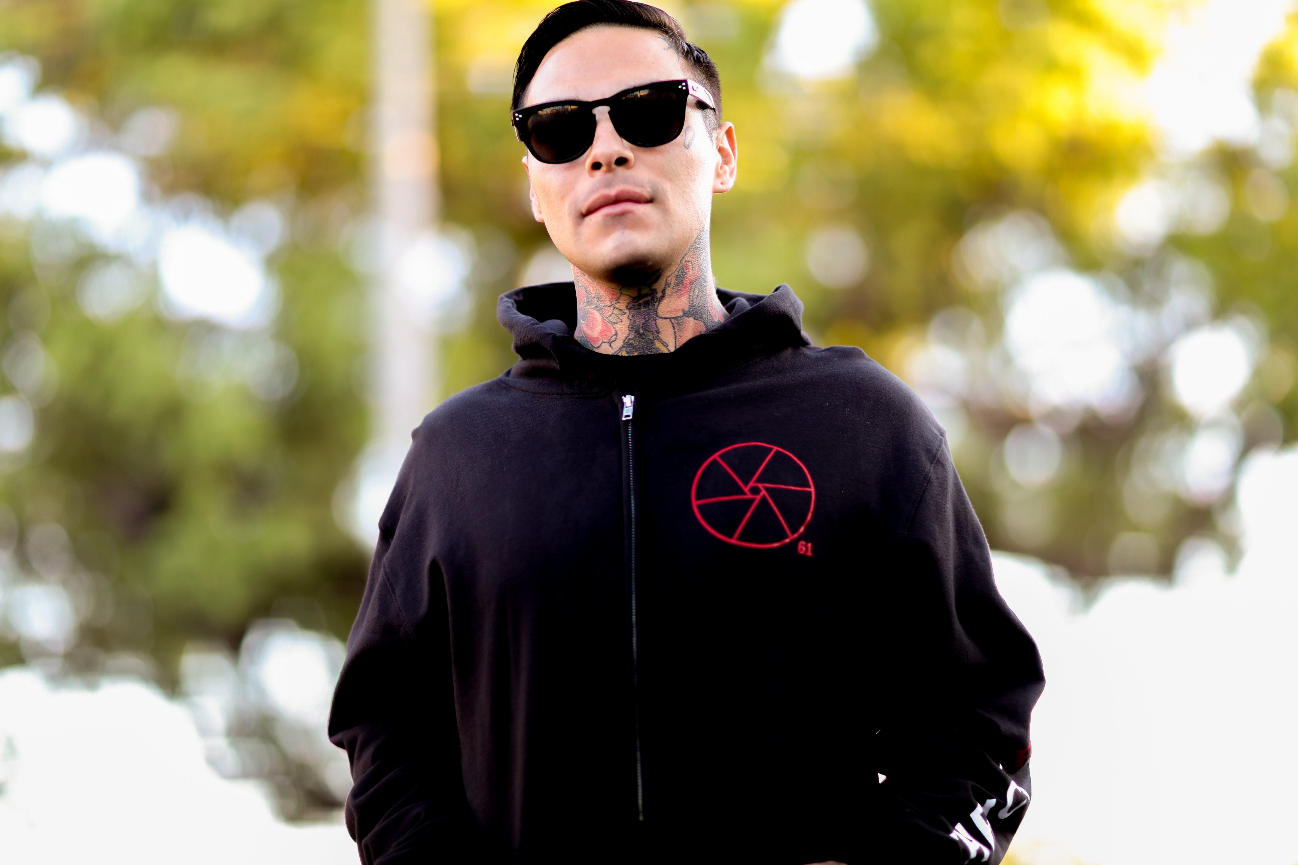 thrice-palms-zip-up-hoodie-schwarz-kapuzenjacke image 2