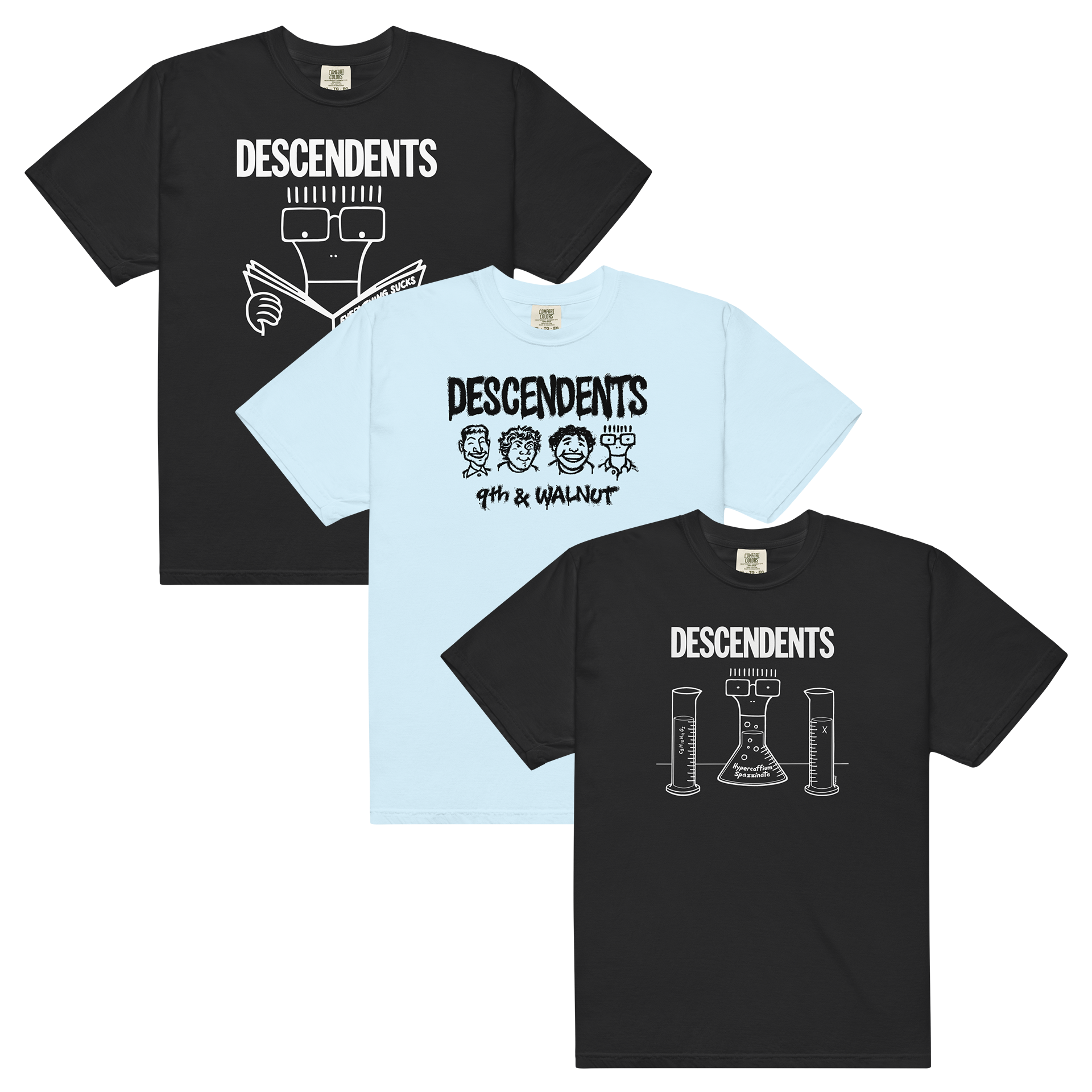 descendents-bundle-t-shirts-3er-pack-schwarz-hellblau-baumwolle image 1