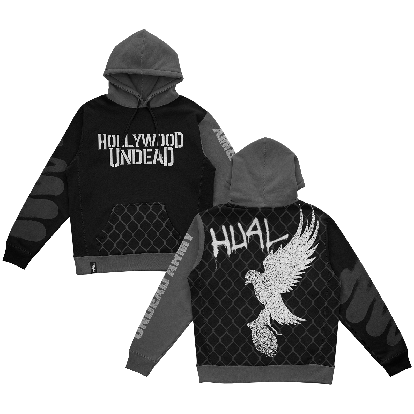 hollywood-undead-hu4l-pullover-hoodie-schwarz-patch image 1
