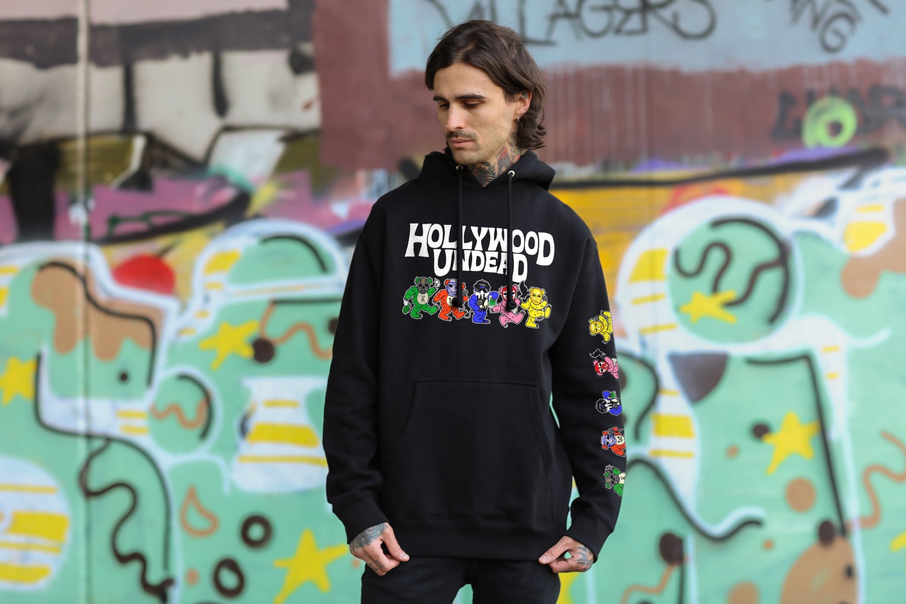 hollywood-undead-un-dead-head-hoodie-schwarz-zip-baumwolle image 2