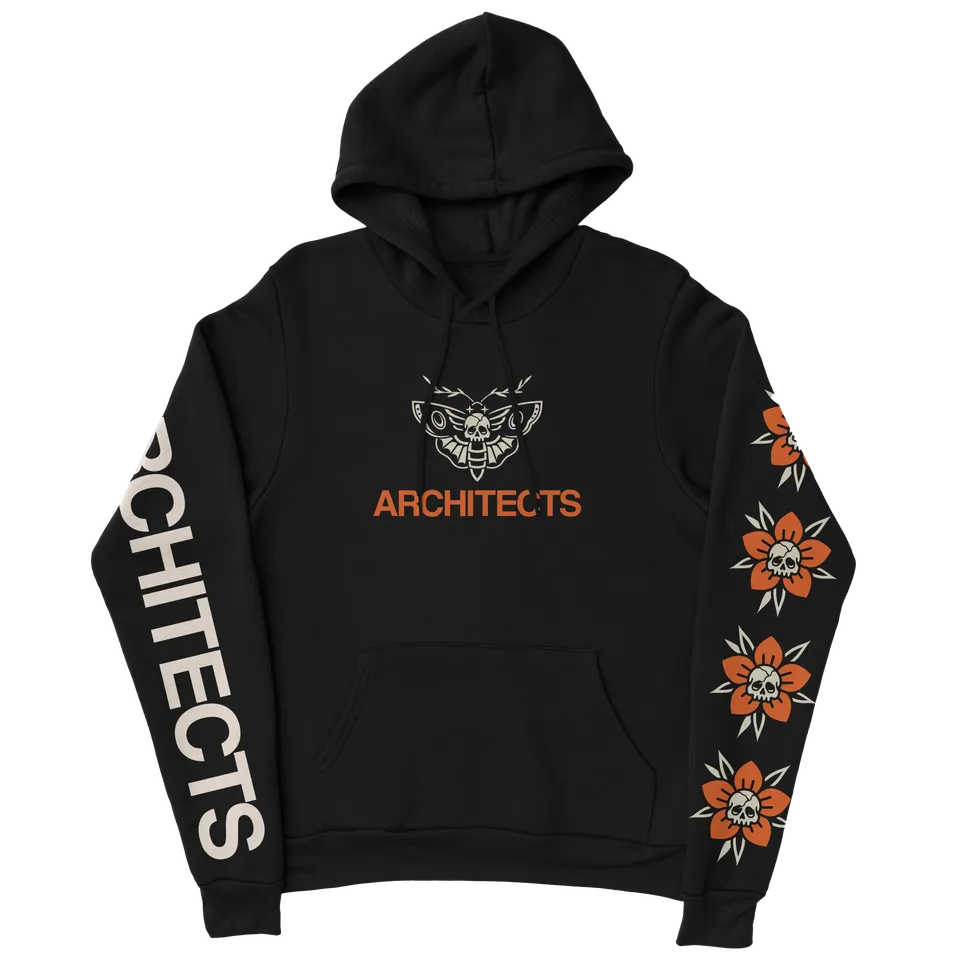 architects-deaths-head-black-hoodie-schwarz-moth-print image 1