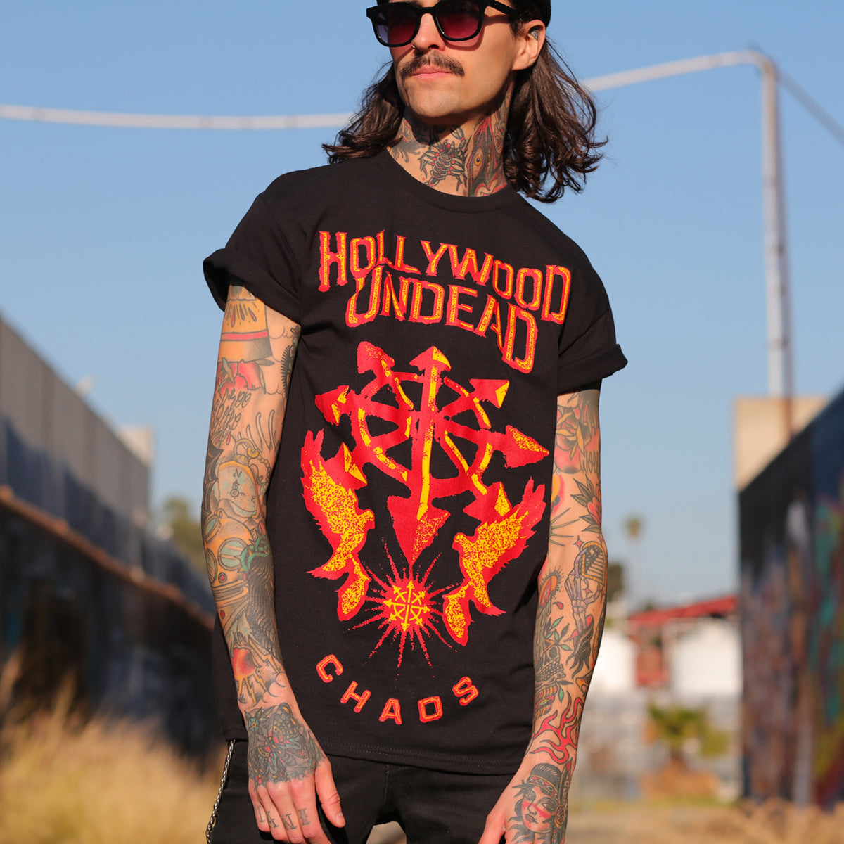 hollywood-undead-chaos-tee-t-shirt-schwarz-100-baumwolle image 2