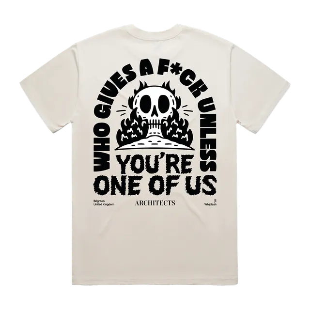 architects-who-gives-a-fuck-t-shirt-natural-skeleton-print image 1