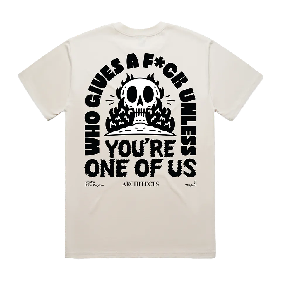 architects-who-gives-a-fuck-t-shirt-natural-skeleton-print image 1