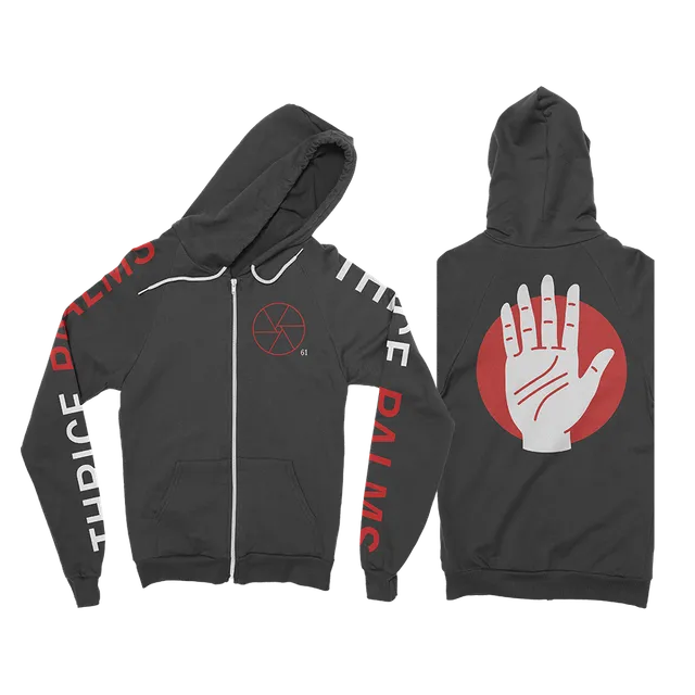 thrice-palms-zip-up-hoodie-schwarz-kapuzenjacke image 1
