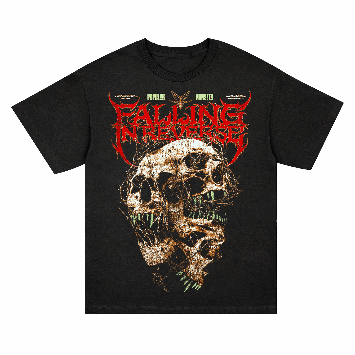falling-in-reverse-triple-skull-tee-t-shirt-baumwolle image 1