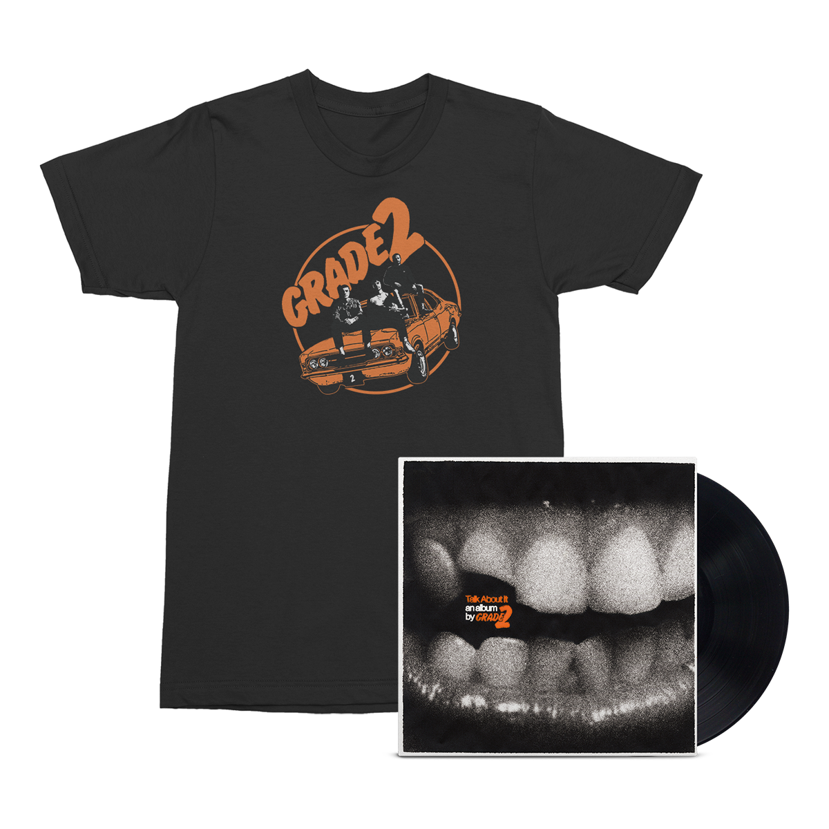 grade-2-talk-about-it-lp-schwarz-t-shirt-bundle image 1