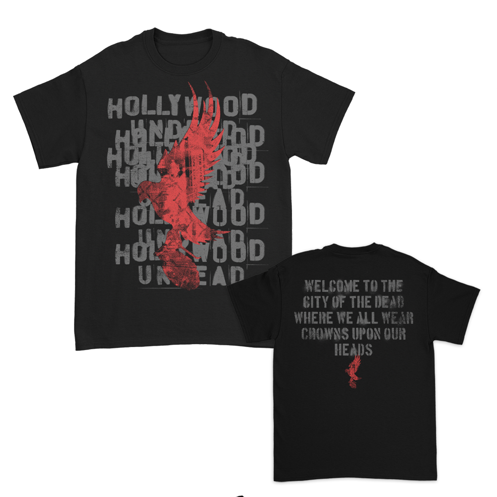 hollywood-undead-stacked-logo-lyric-t-shirt-schwarz-l-baumwolle image 1