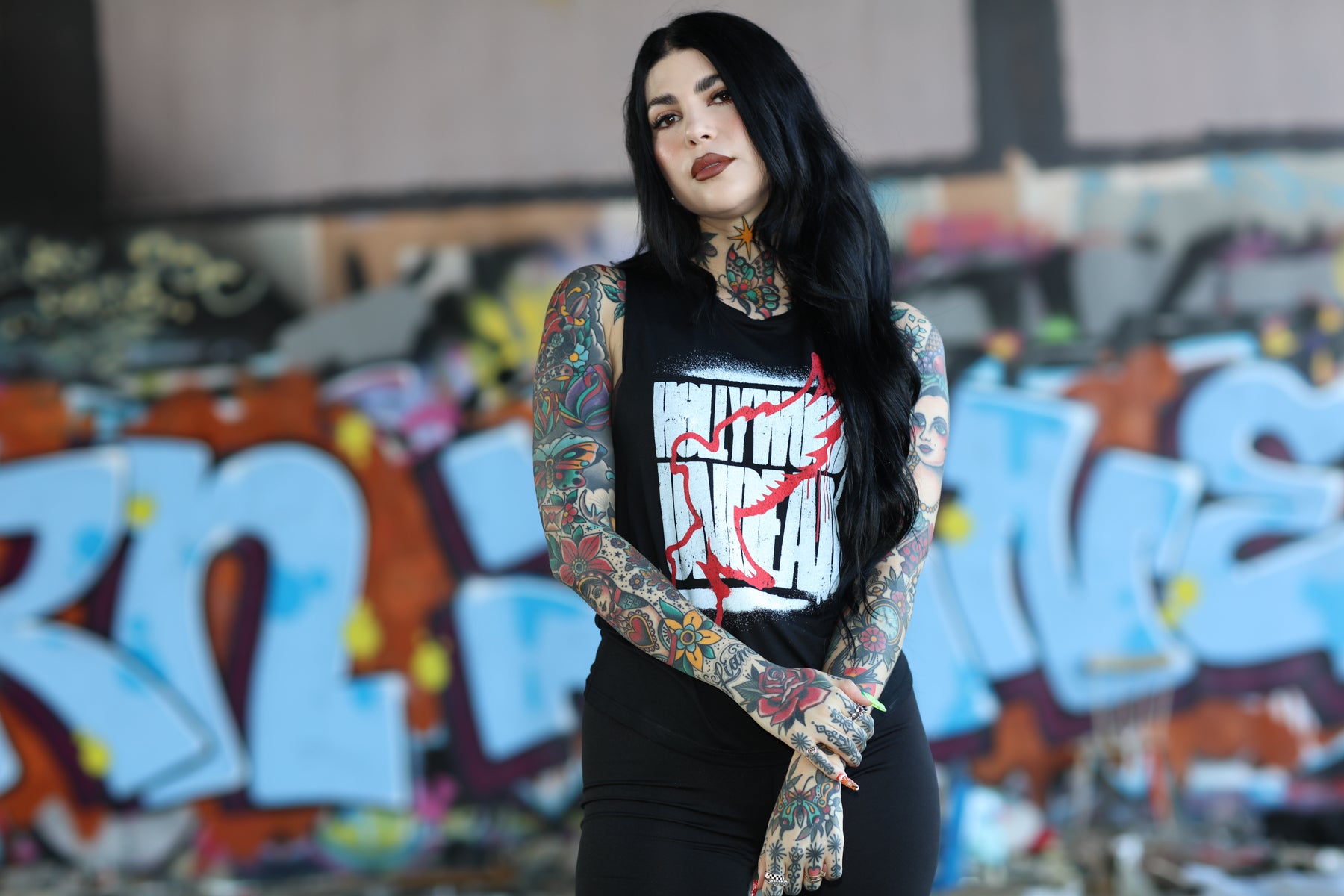 hollywood-undead-spray-logo-muscle-tank-top-schwarz-damen image 2
