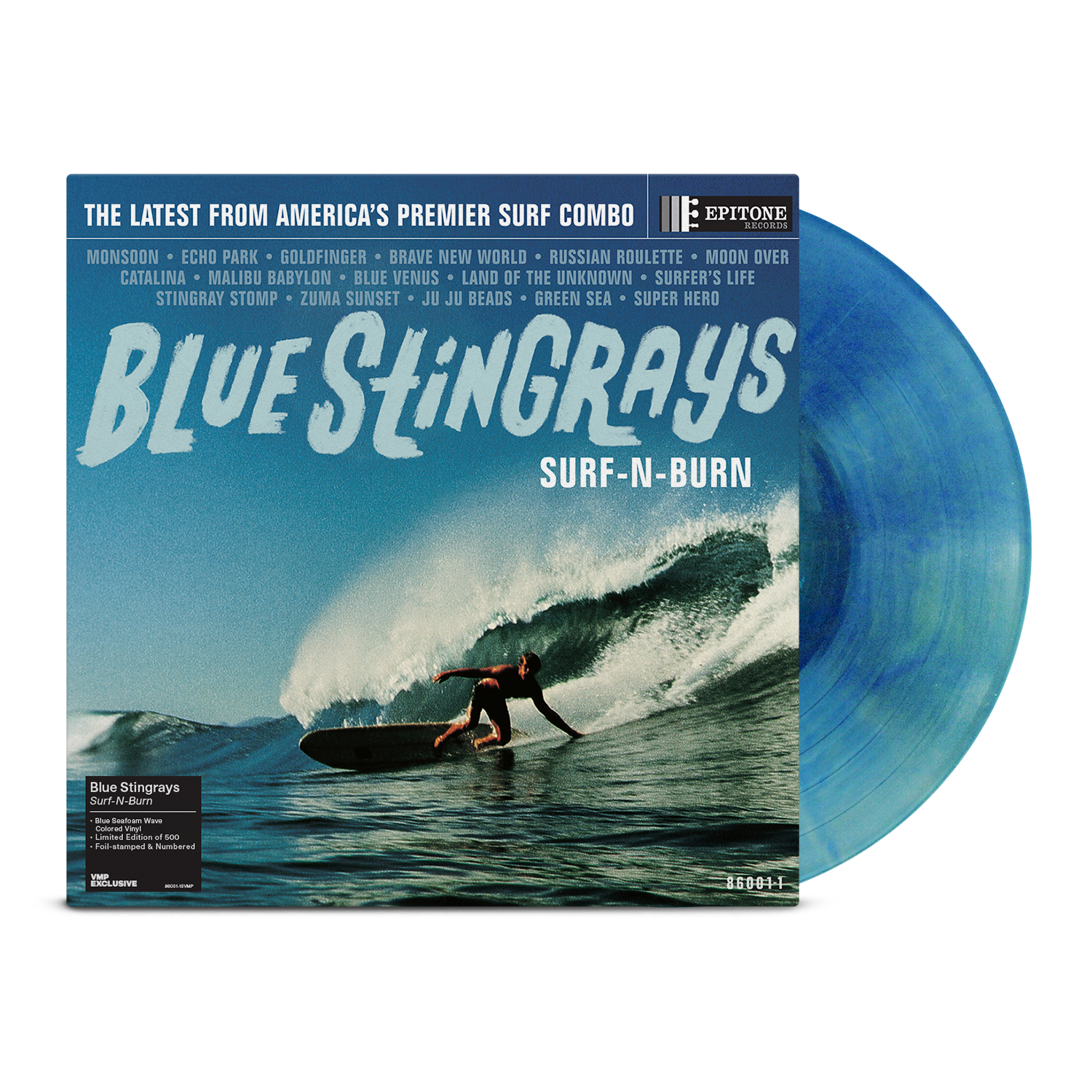 blue-stingrays-surf-n-burn-lp-vinyl-blue-seafoam-wave image 1