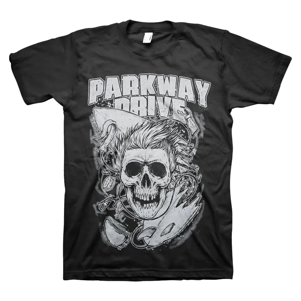 parkway-drive-surfer-skull-t-shirt-schwarz-baumwolle image 1