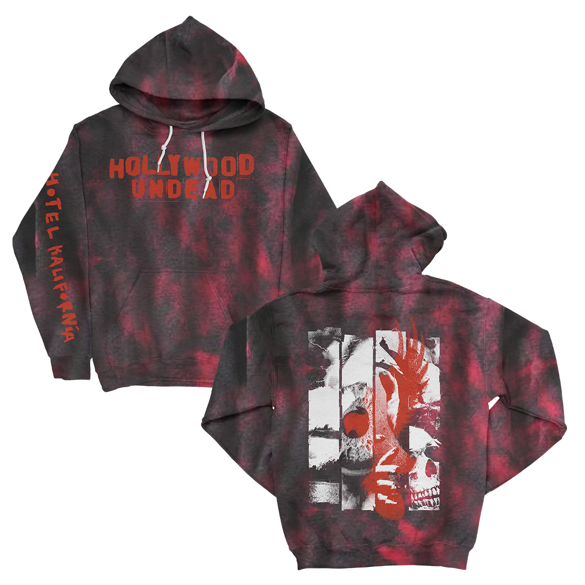 hollywood-undead-hk-evil-skull-hoodie-schwarz-rot-baumwollmix image 1