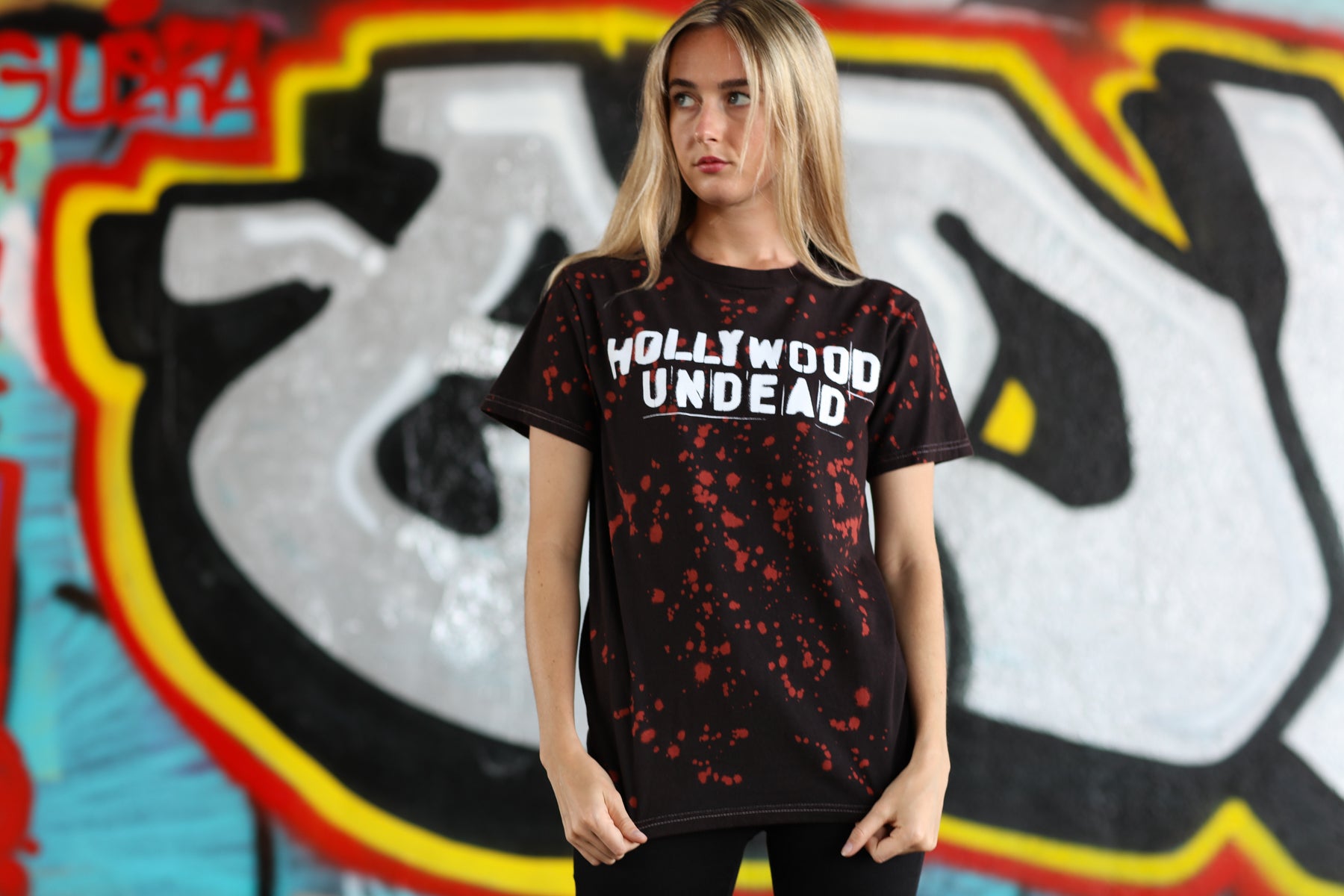 hollywood-undead-hk-evil-tee-t-shirt-blood-splatter-dye-siebdruck image 4
