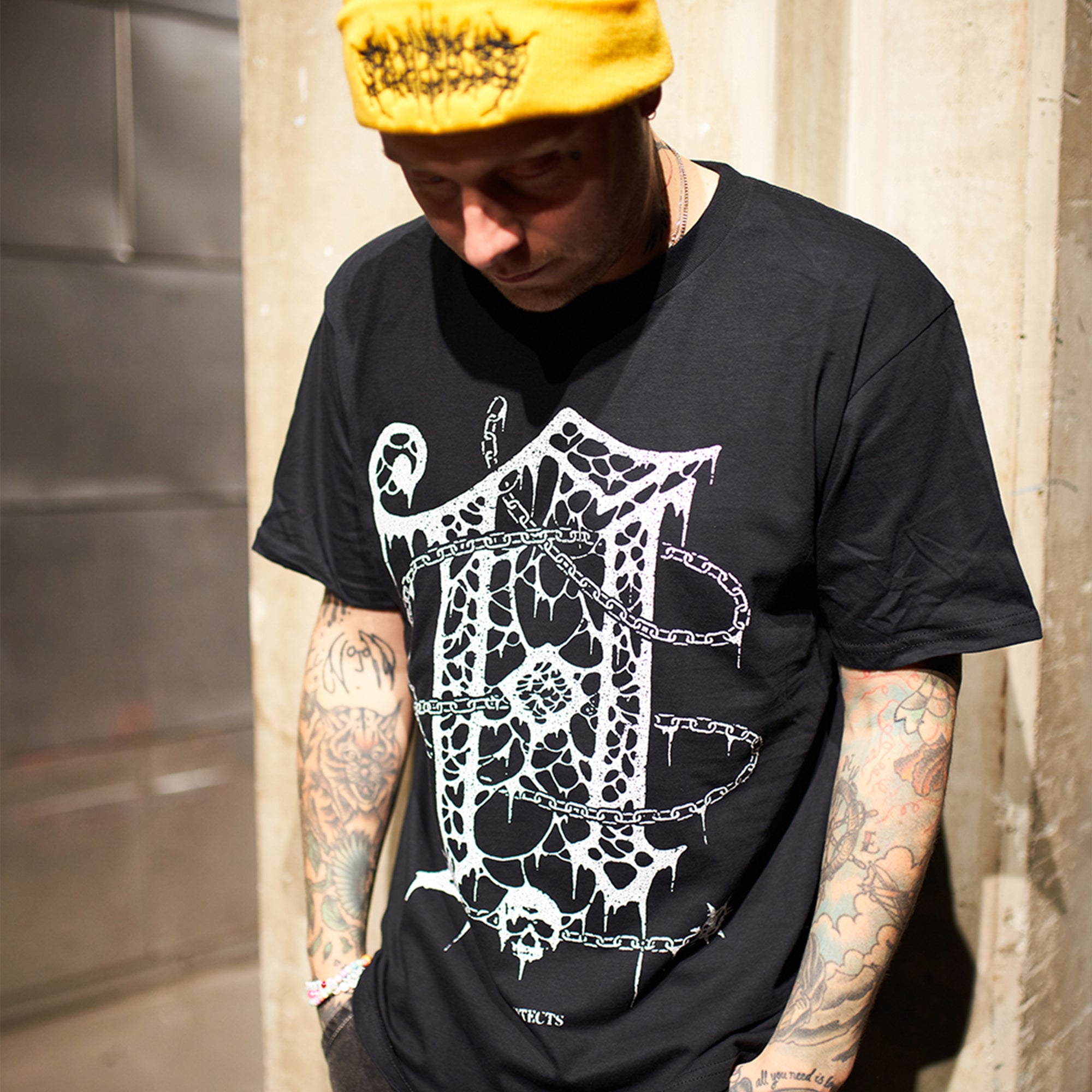 architects-metal-logo-beanie-m-tze-gelb-mit-stickerei image 4