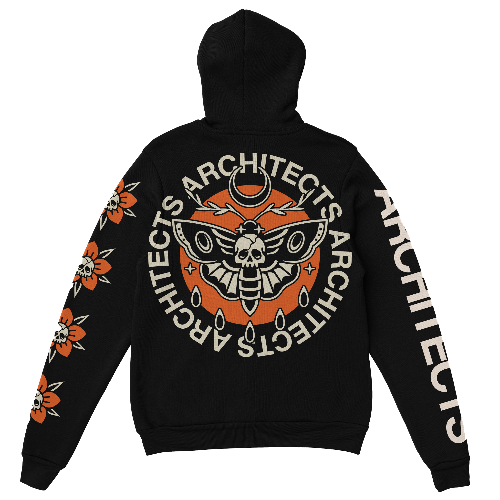 architects-deaths-head-black-hoodie-schwarz-moth-print image 2