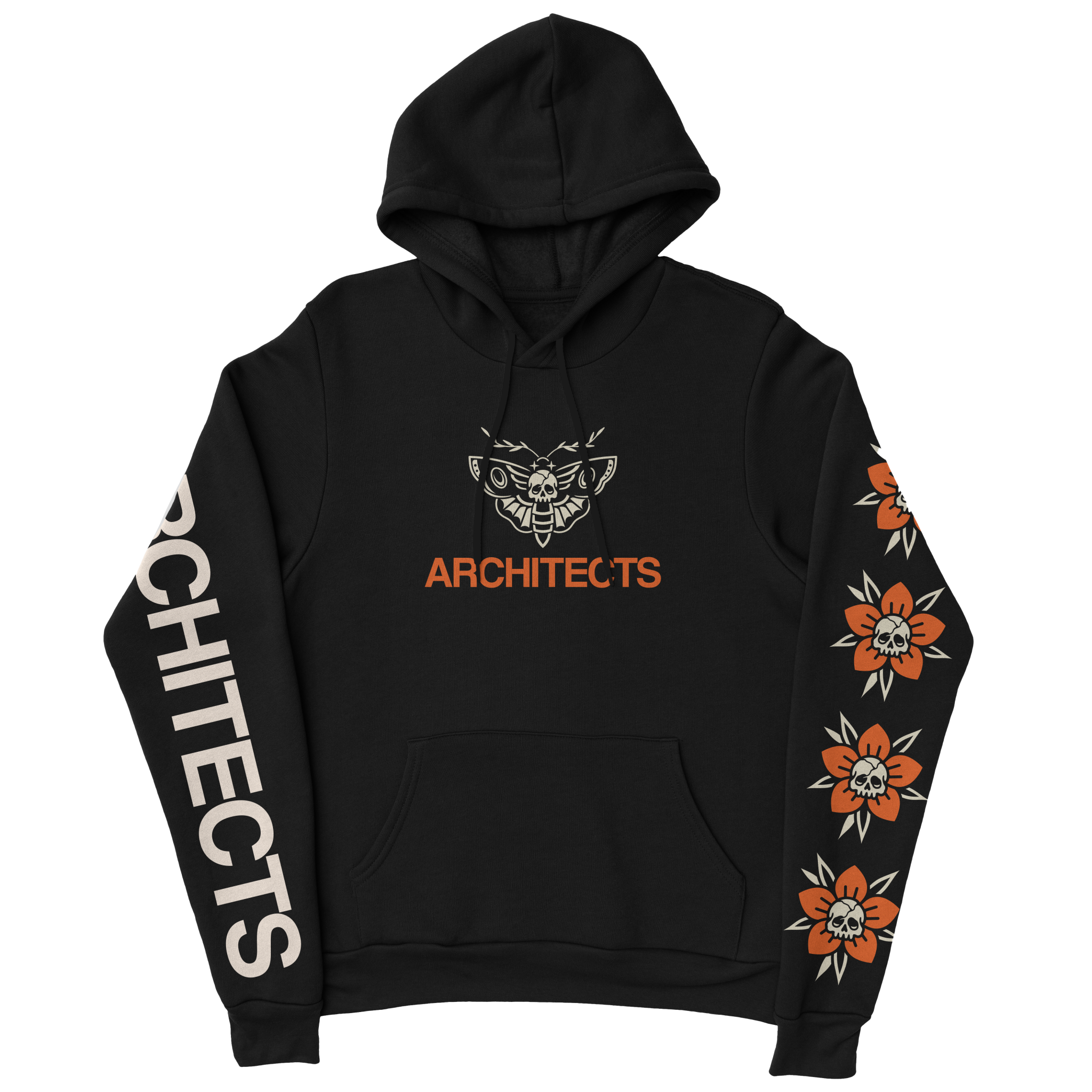 architects-deaths-head-black-hoodie-schwarz-moth-print image 1