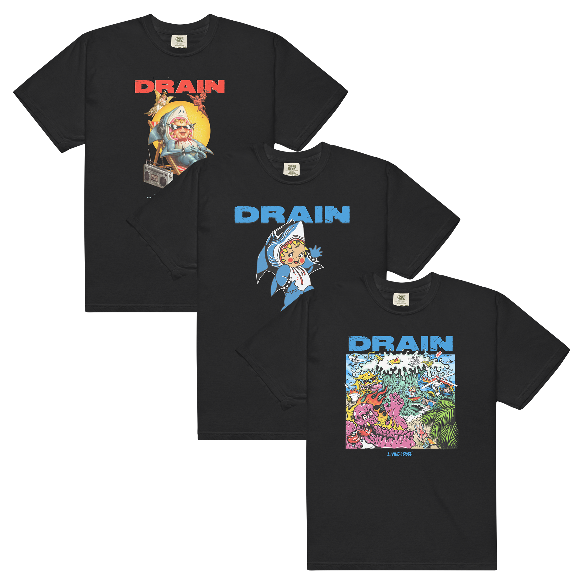 drain-t-shirt-bundle-schwarz-3er-set-baumwolle image 1