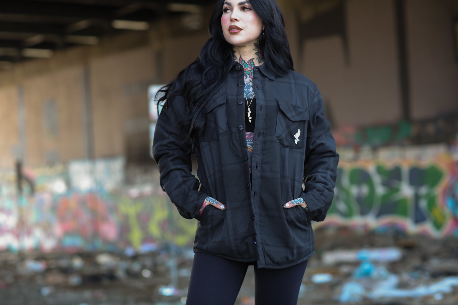 hollywood-undead-dove-grenade-flanelljacke-kariert-gesteppt image 5